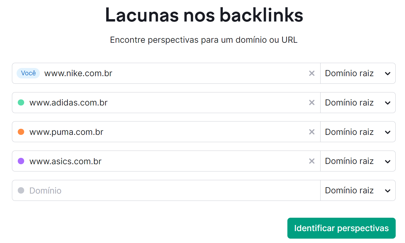 tela inicial lacunas nos backlinks