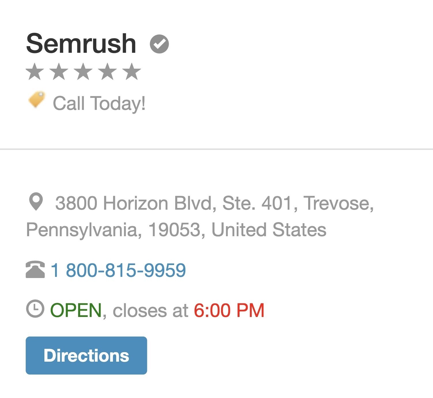 Citazioni NAP di Semrush